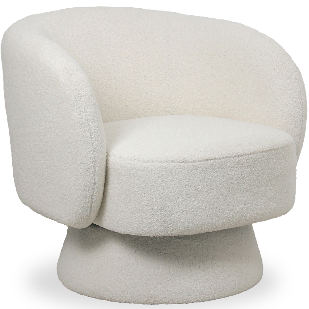  Buy Armchair Upholstered in Bouclé Fabric - Curved Design - Dresa White 61304 - in the UK