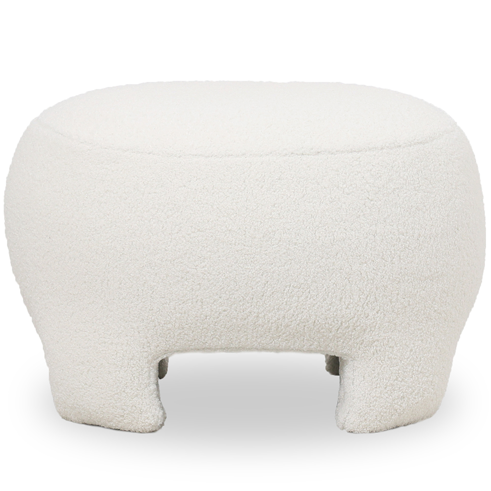  Buy Upholstered Ottoman - Pouf in Bouclé Fabric - Magnolia White 61305 - in the UK