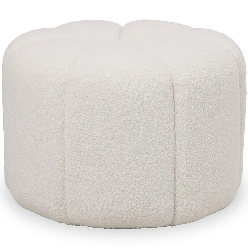 Round Ottoman Upholstered in Bouclé Fabric - Posera image 8