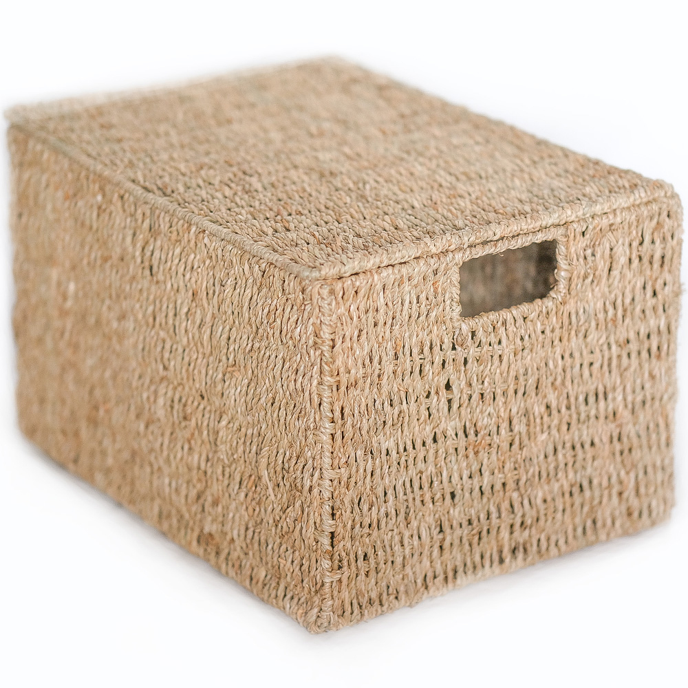  Buy Natural Fiber Basket with Lid - 40x30CM - Maracay Natural 61314 - in the UK