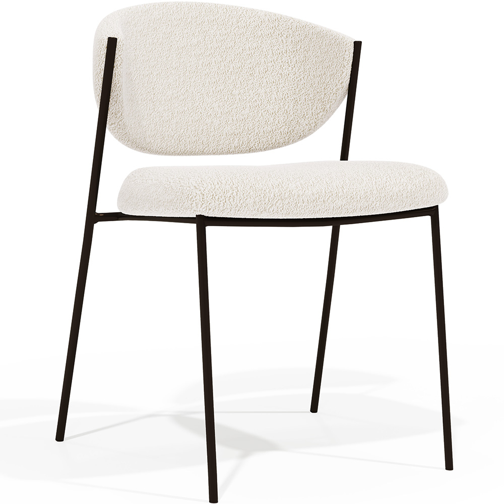  Buy Dining chair - Upholstered in Bouclé Fabric - Black Metal - Seda White 61332 - in the UK