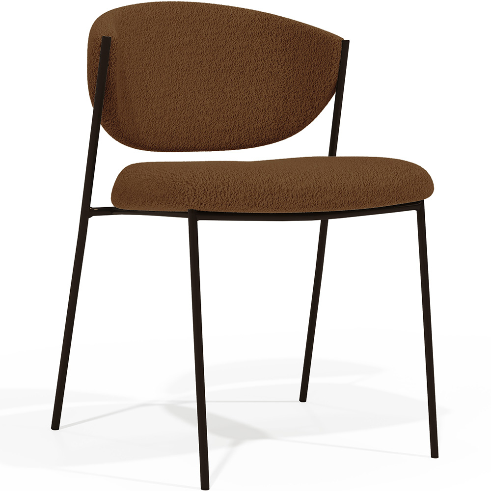  Buy Dining chair - Upholstered in Bouclé Fabric - Black Metal - Seda Chocolate 61332 - in the UK