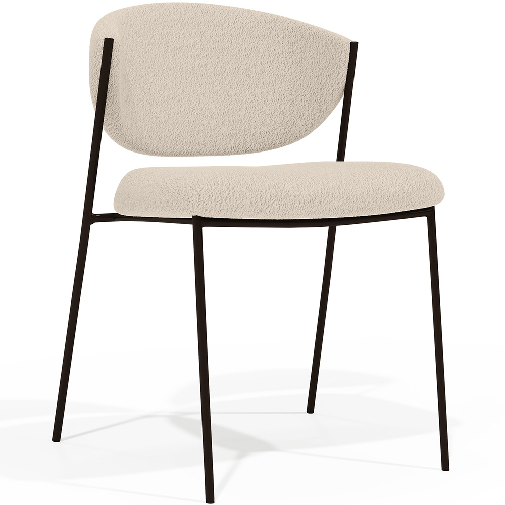  Buy Dining chair - Upholstered in Bouclé Fabric - Black Metal - Seda Ivory 61332 - in the UK