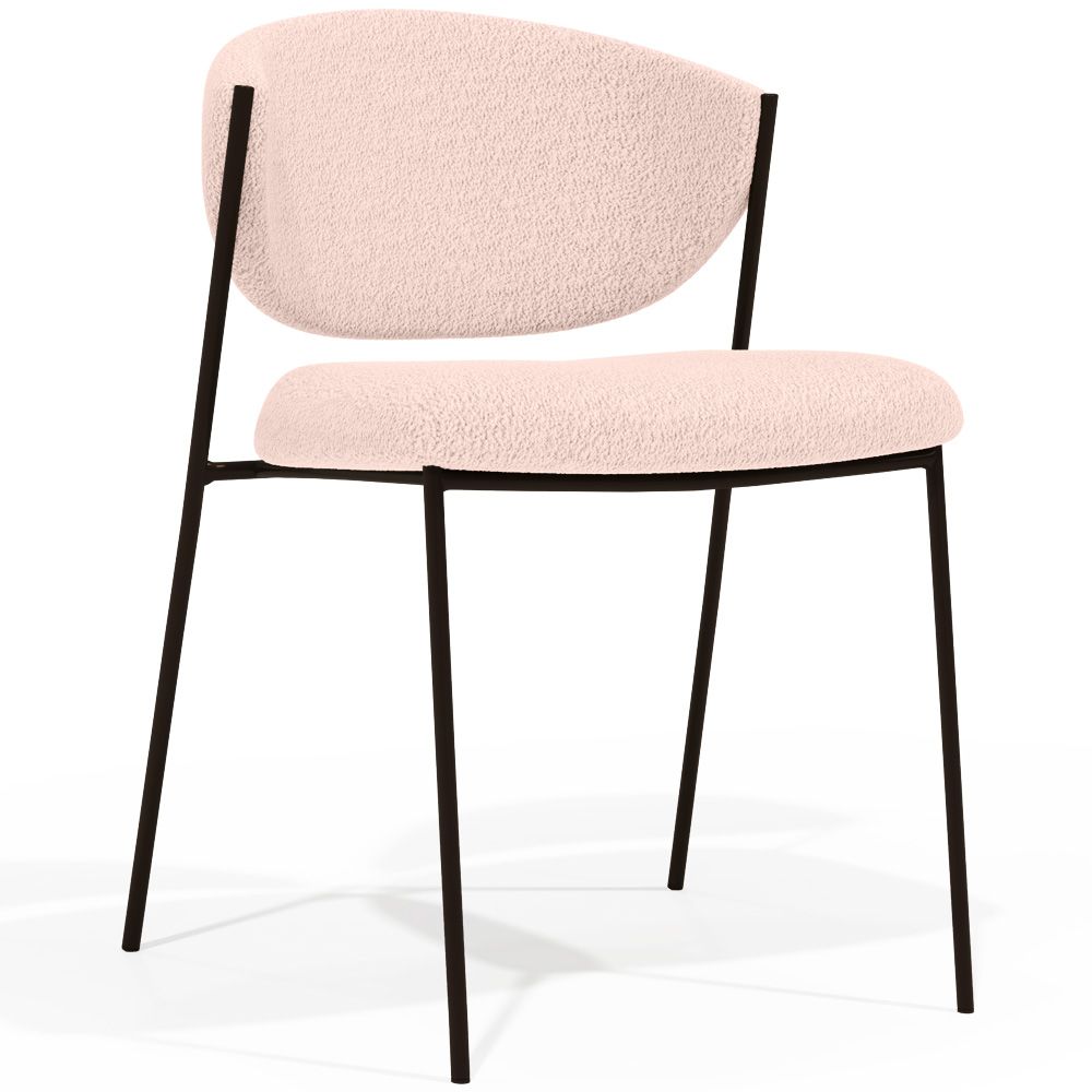 Dining chair - Upholstered in Bouclé Fabric - Black Metal - Seda image 8