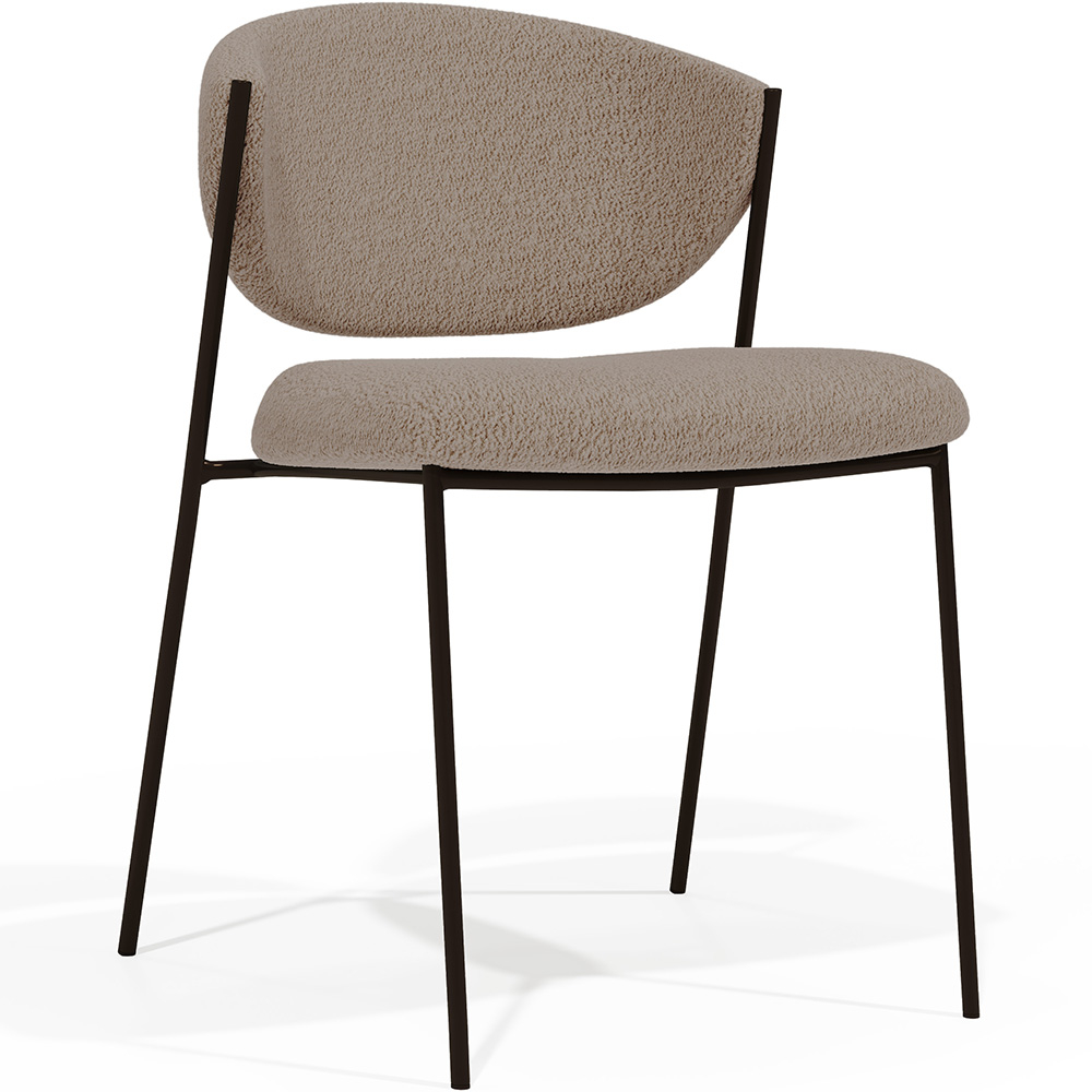  Buy Dining chair - Upholstered in Bouclé Fabric - Black Metal - Seda Taupe 61332 - in the UK