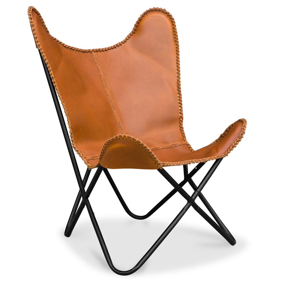  Buy Butterfly design chair - Leather - Blop Brown 27808 - in the UK