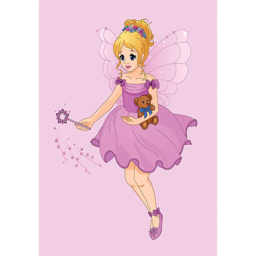 Large Kids Fairy Design Carpet - Pink (290x200 cm) - Oya image 8
