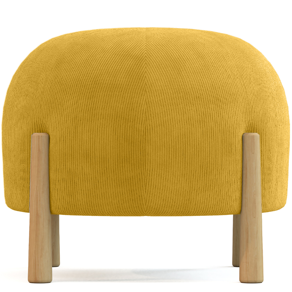 Round Corduroy Upholstered Pouf with Natural Wood Legs - Marrakesh image 8