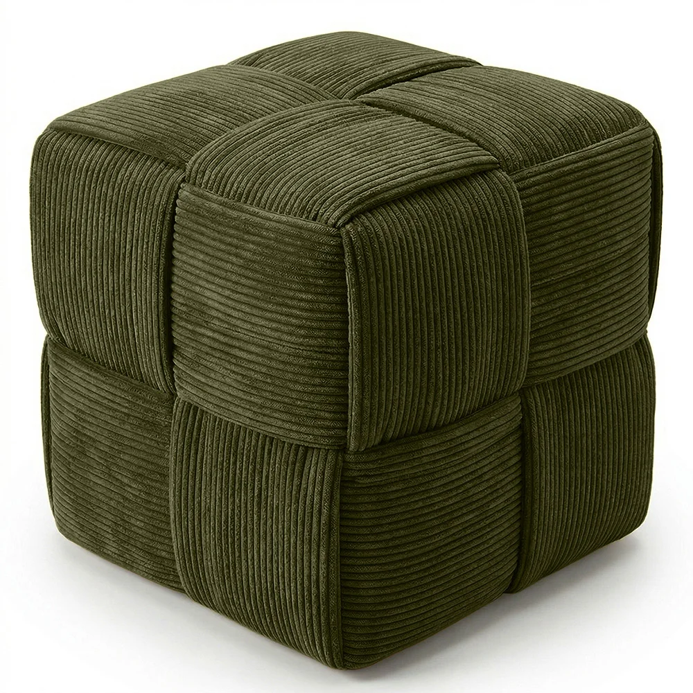 Square Corduroy Upholstered Pouf - Modern Design - Cube image 8
