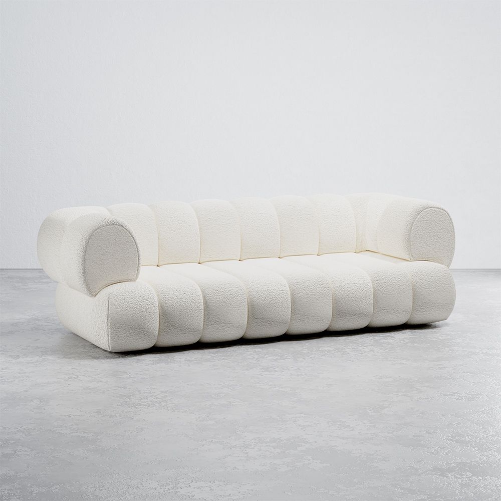 Bouclé Upholstered Sofa - Modern Style - 2/3 Seats - Curved Teddy image 8