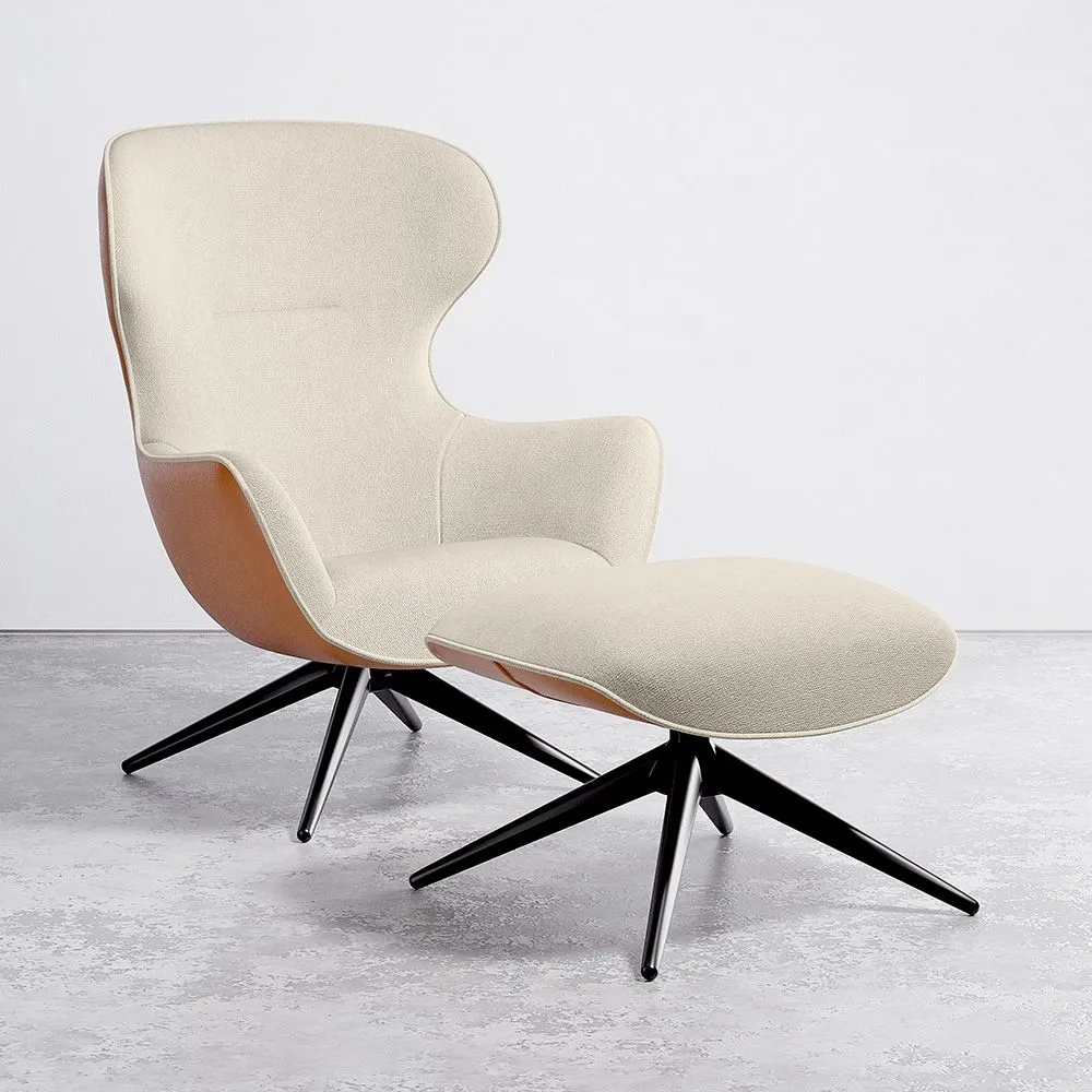 Contemporary Upholstered Design Armchair with Footrest - Derta image 8