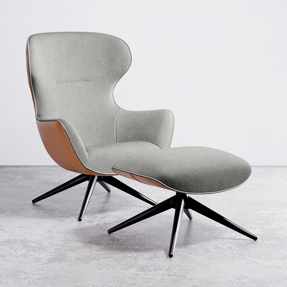 Contemporary Upholstered Design Armchair with Footrest - Derta image 8