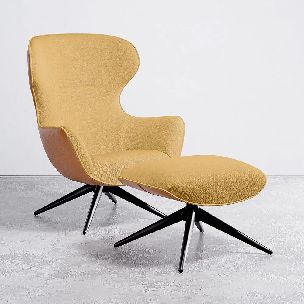 Contemporary Upholstered Design Armchair with Footrest - Derta image 8