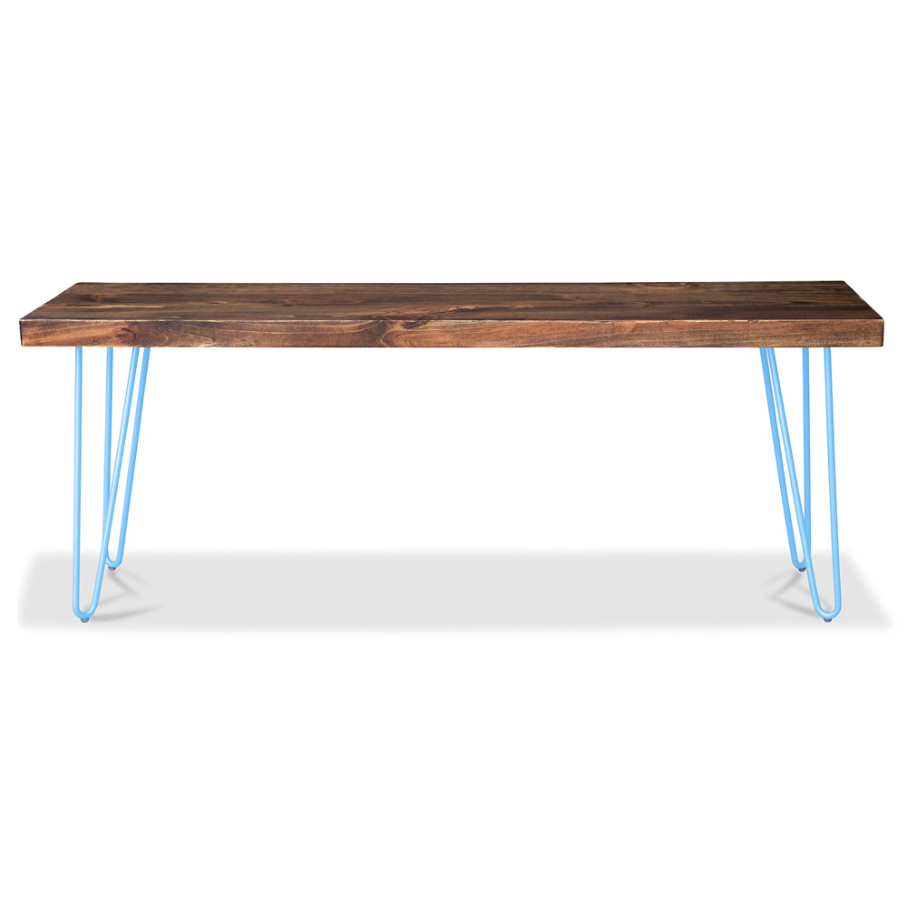  Buy  Industrial Design Bench - Wood and Metal - Hairpin Turquoise 58437 - in the UK