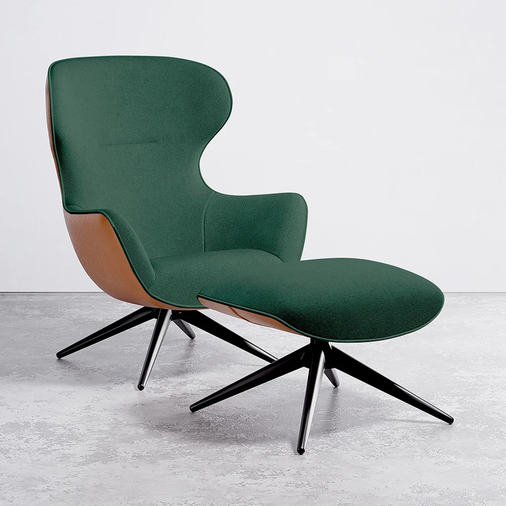 Contemporary Upholstered Design Armchair with Footrest - Derta image 8