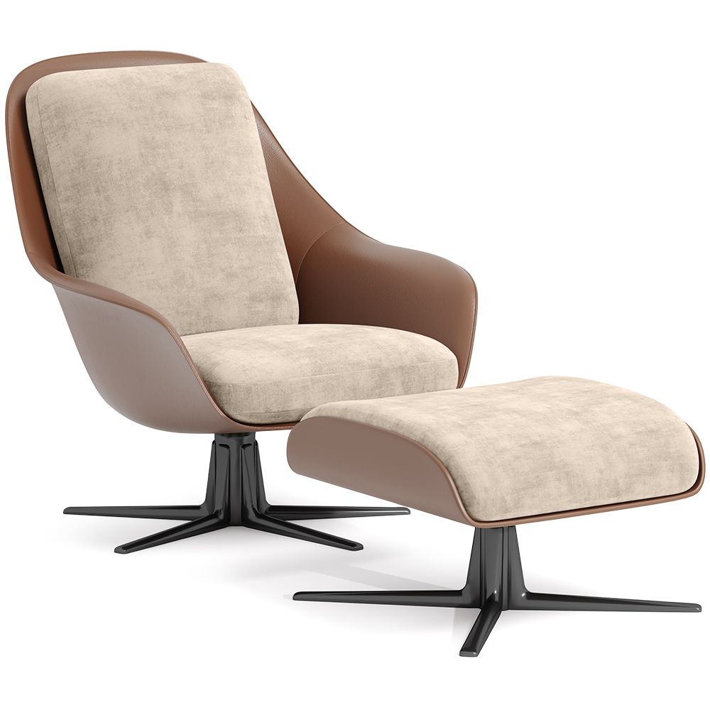 Contemporary Upholstered Design Armchair with Footrest - Asher image 8