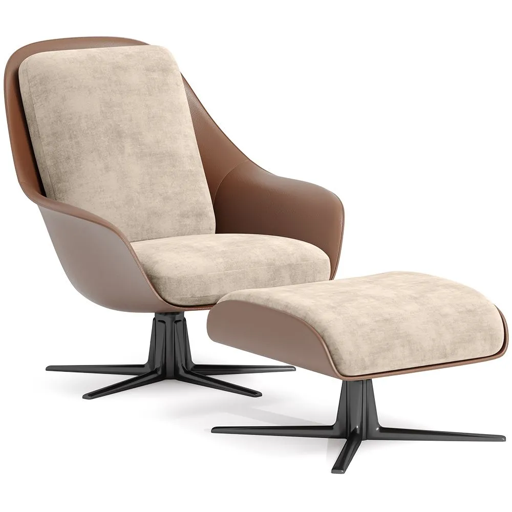 Contemporary Upholstered Design Armchair with Footrest - Asher image 8