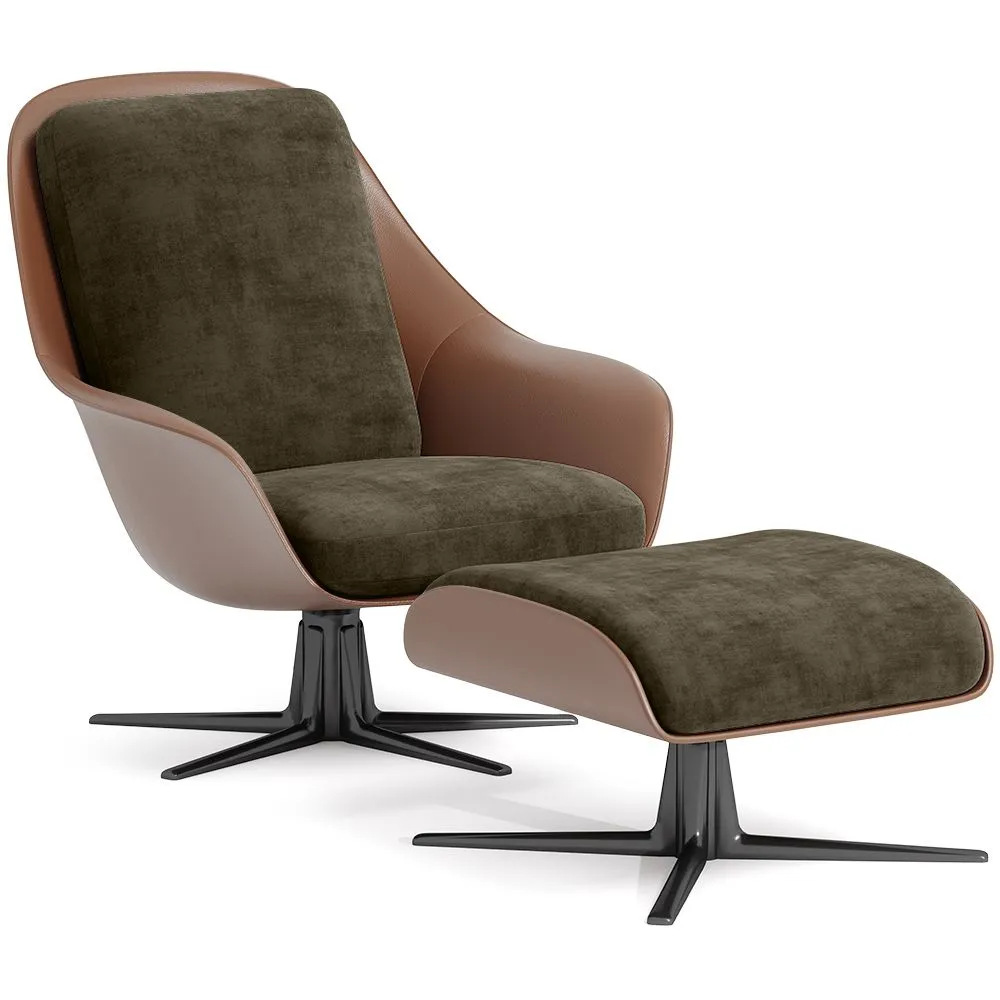 Contemporary Upholstered Design Armchair with Footrest - Asher image 8