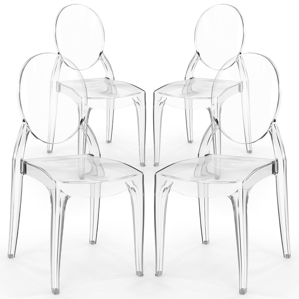 Pack of 4 Dining Chairs Transparent - Estilo Victoria  image 8
