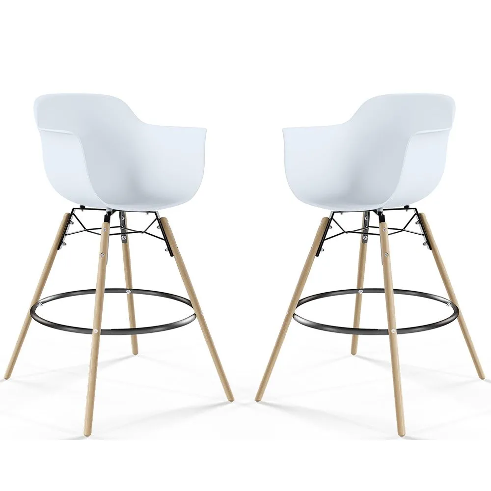 Bar Stool - Scandinavian Design - Wooden Legs - Pack of 2 - Nordika image 8