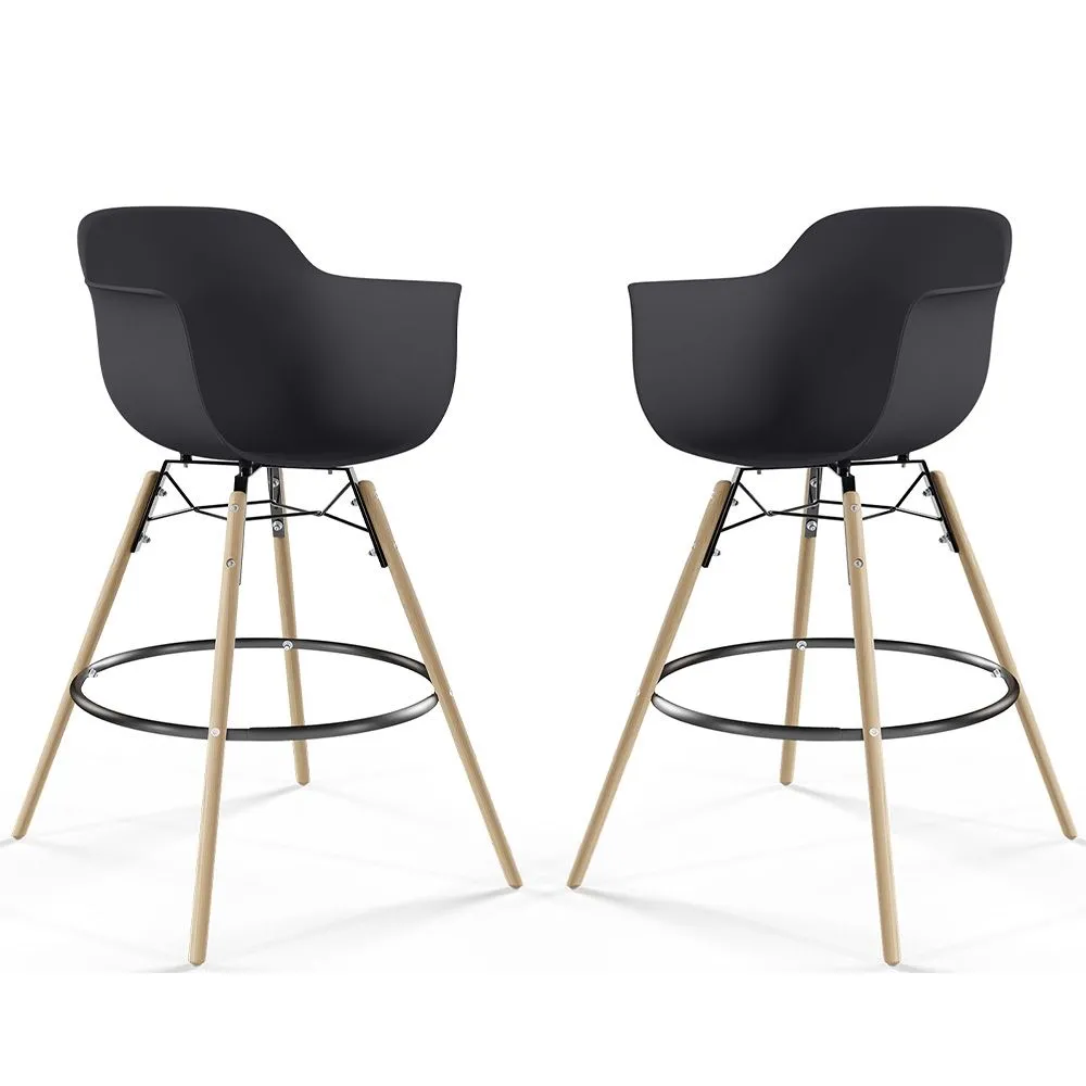 Bar Stool - Scandinavian Design - Wooden Legs - Pack of 2 - Nordika image 8