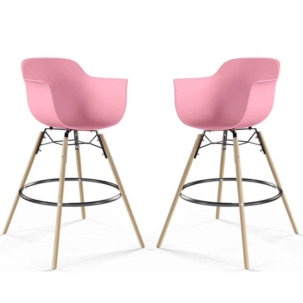 Bar Stool - Scandinavian Design - Wooden Legs - Pack of 2 - Nordika image 8