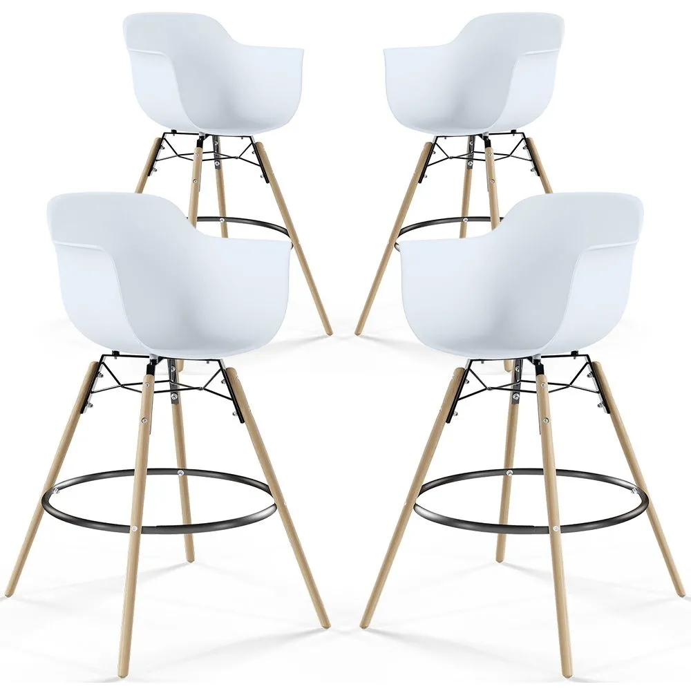 Bar Stool - Scandinavian Design - Wooden Legs - Pack of 4 - Nordika image 8