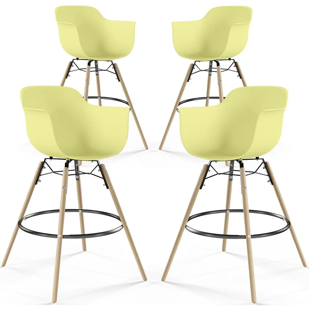 Bar Stool - Scandinavian Design - Wooden Legs - Pack of 4 - Nordika image 8