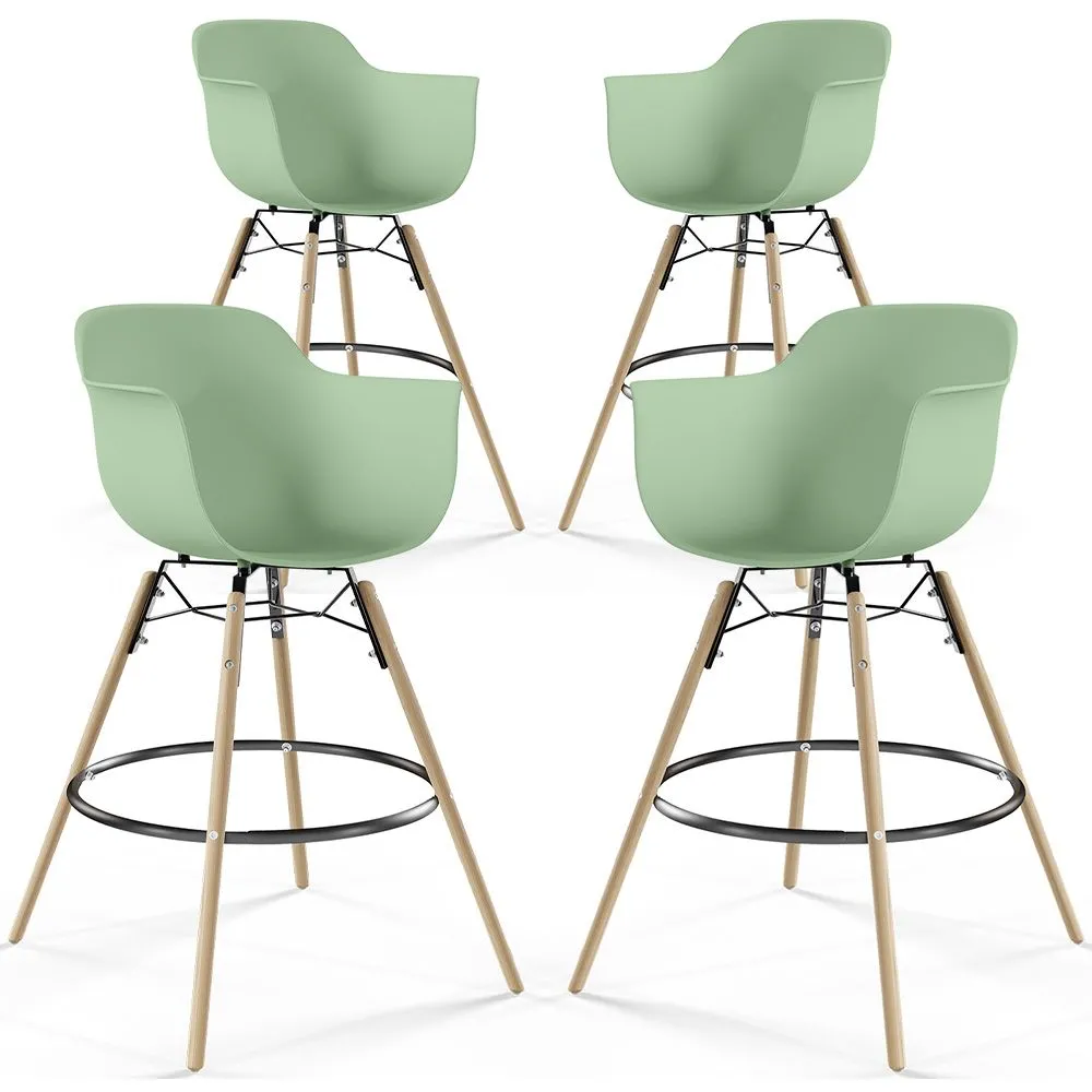 Bar Stool - Scandinavian Design - Wooden Legs - Pack of 4 - Nordika image 8