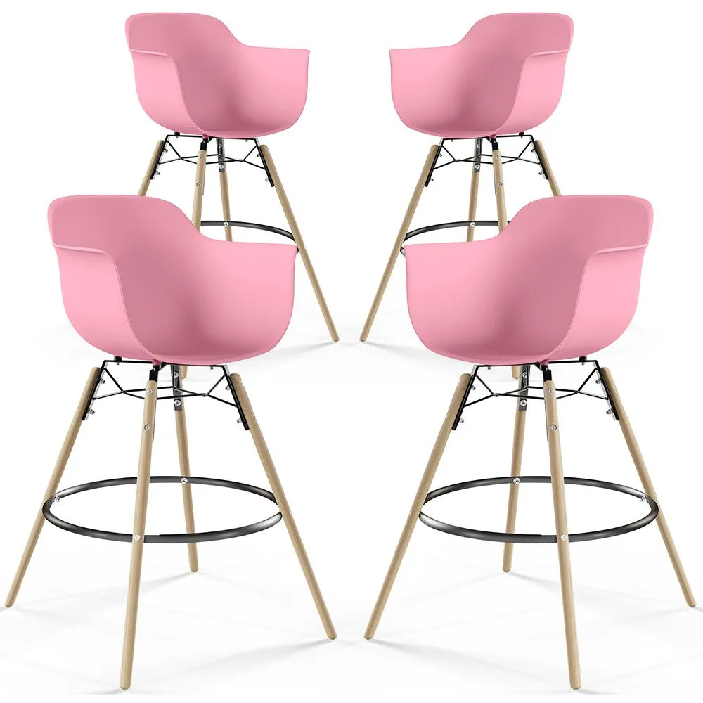 Bar Stool - Scandinavian Design - Wooden Legs - Pack of 4 - Nordika image 8
