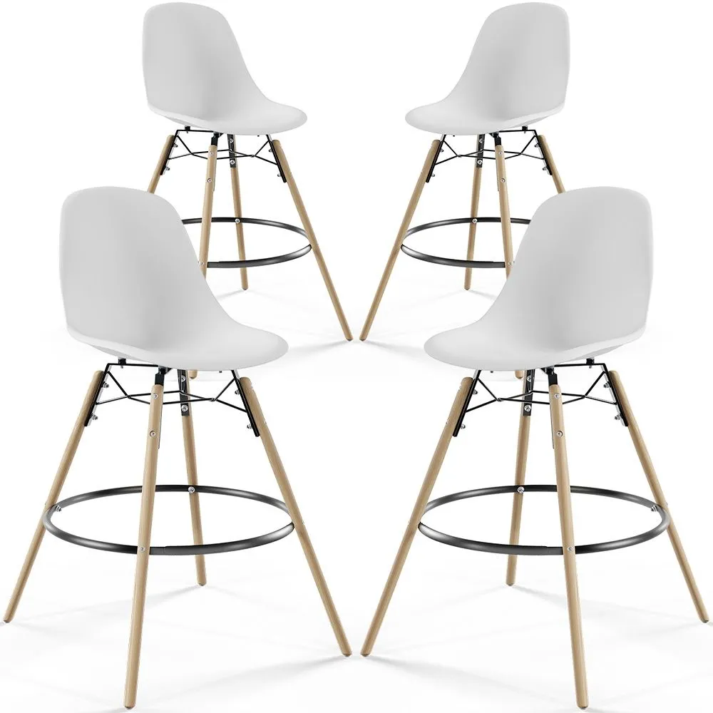 Bar Stool - Scandinavian Design - Wooden Legs - Pack of 4 - Skögur image 8