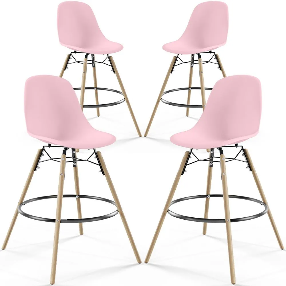 Bar Stool - Scandinavian Design - Wooden Legs - Pack of 4 - Skögur image 8