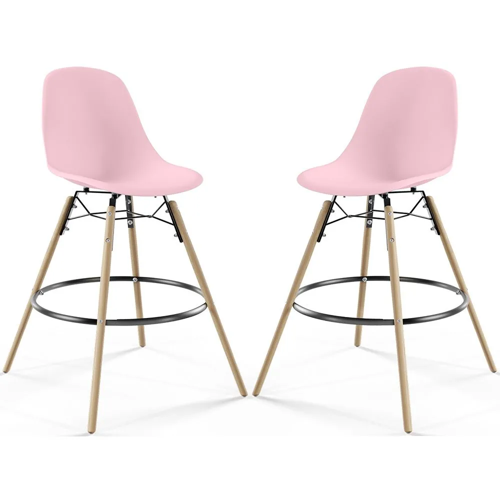 Bar Stool - Scandinavian Design - Wooden Legs - Pack of 2 - Skögur image 8