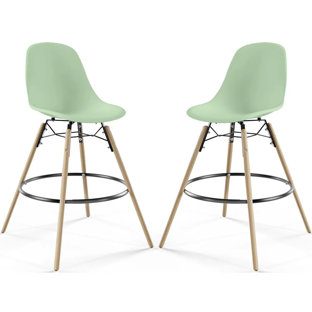 Bar Stool - Scandinavian Design - Wooden Legs - Pack of 2 - Skögur image 8