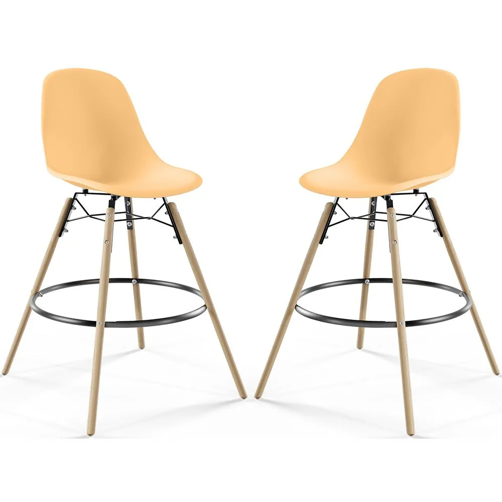 Bar Stool - Scandinavian Design - Wooden Legs - Pack of 2 - Skögur image 8