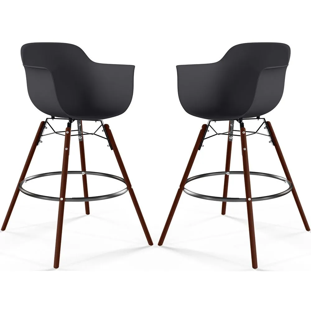 Bar Stools - Scandinavian Design - Dark Wood Legs - Pack of 2 - Nordika image 8