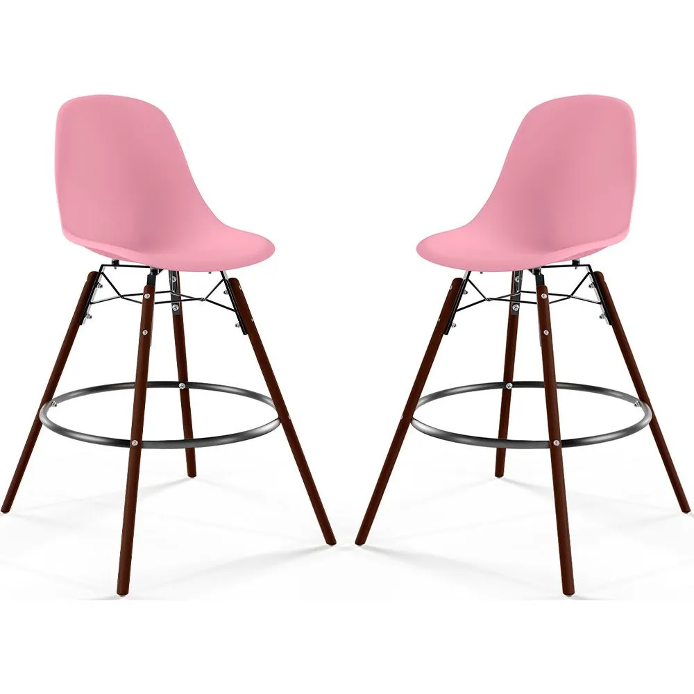 Bar Stools - Scandinavian Design - Dark Wood Legs - Pack of 2 - Skögur image 8