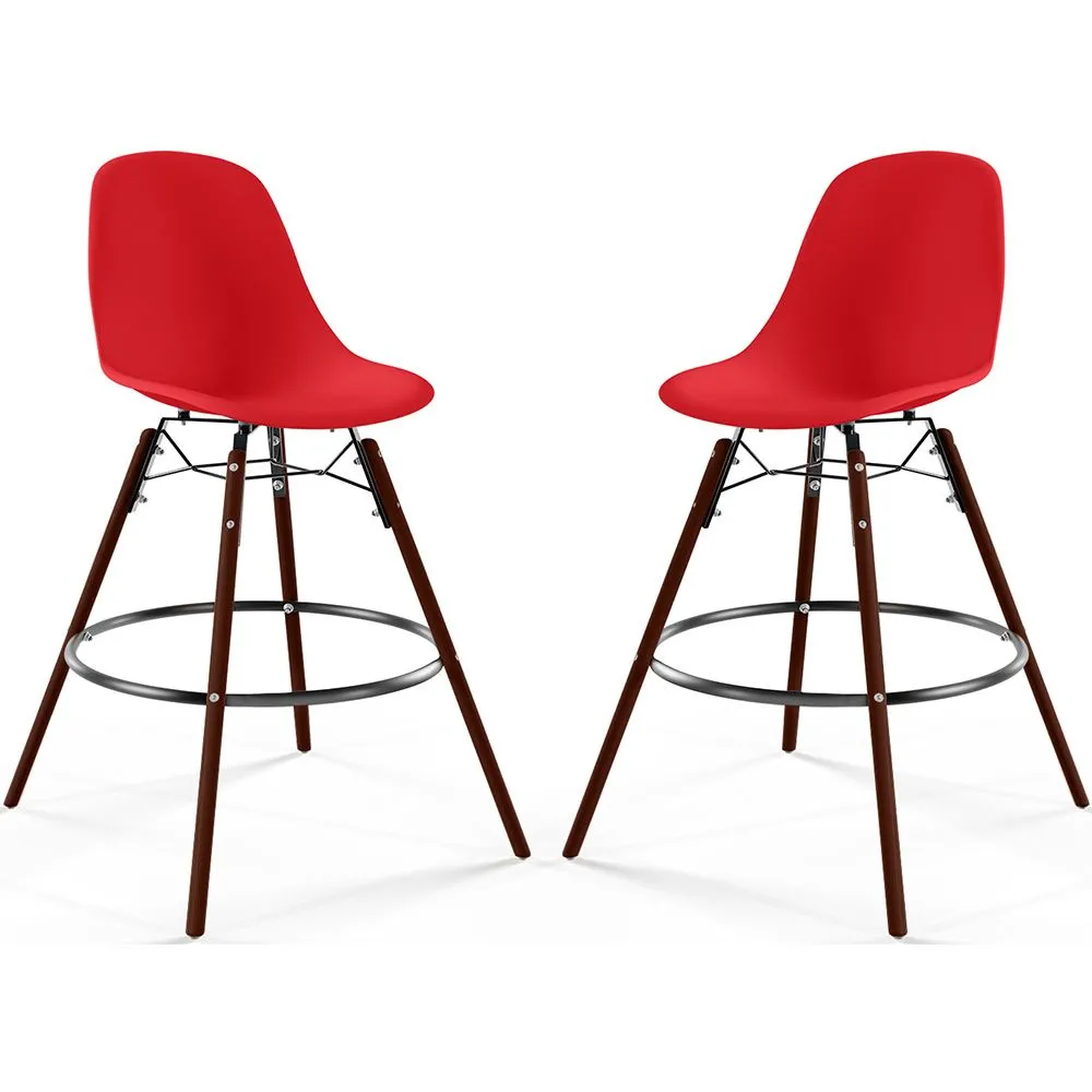 Bar Stools - Scandinavian Design - Dark Wood Legs - Pack of 2 - Skögur image 8