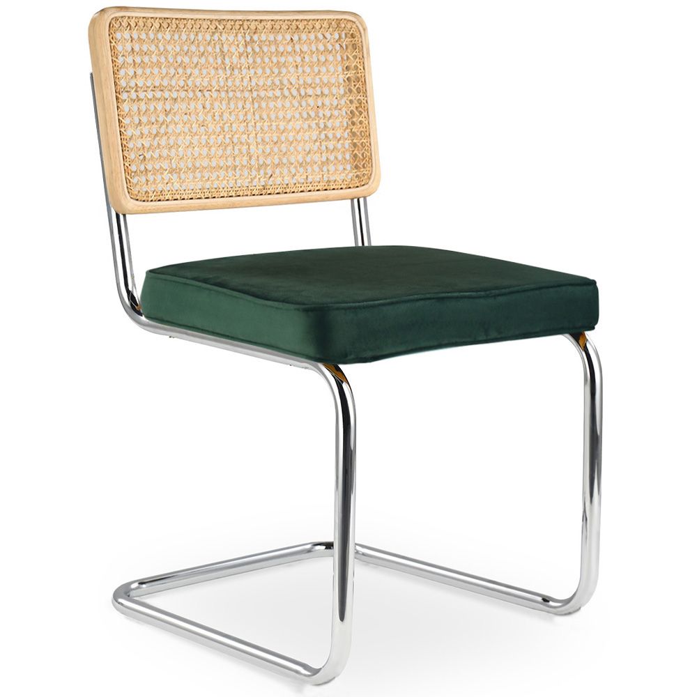 Dining Chair - Upholstered in Velvet - Wood and Rattan - New Edition - Martha image 8