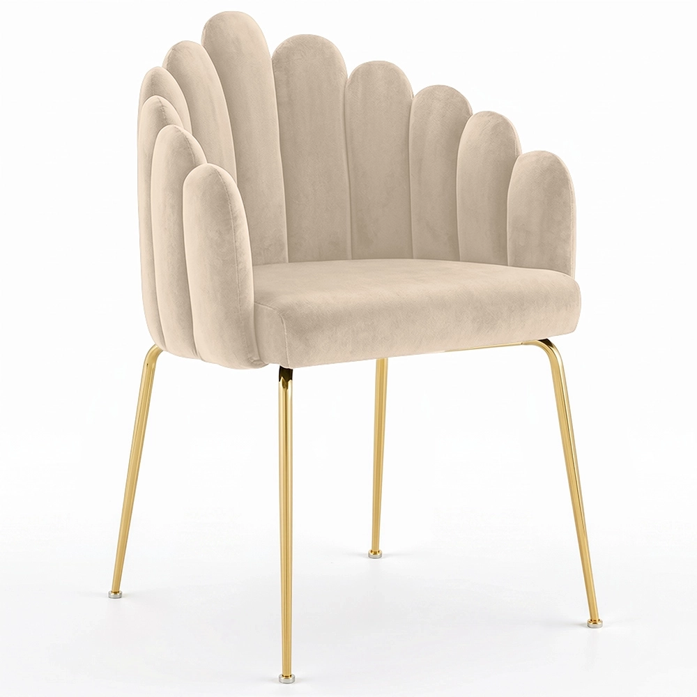Dining Chair Shell Glam design in Velvet - Golden Legs - Shell image 8