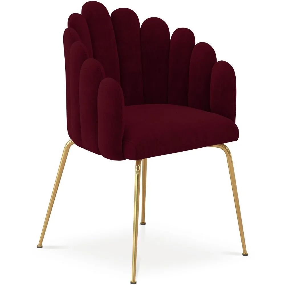 Dining Chair Shell Glam design in Velvet - Golden Legs - Shell image 8