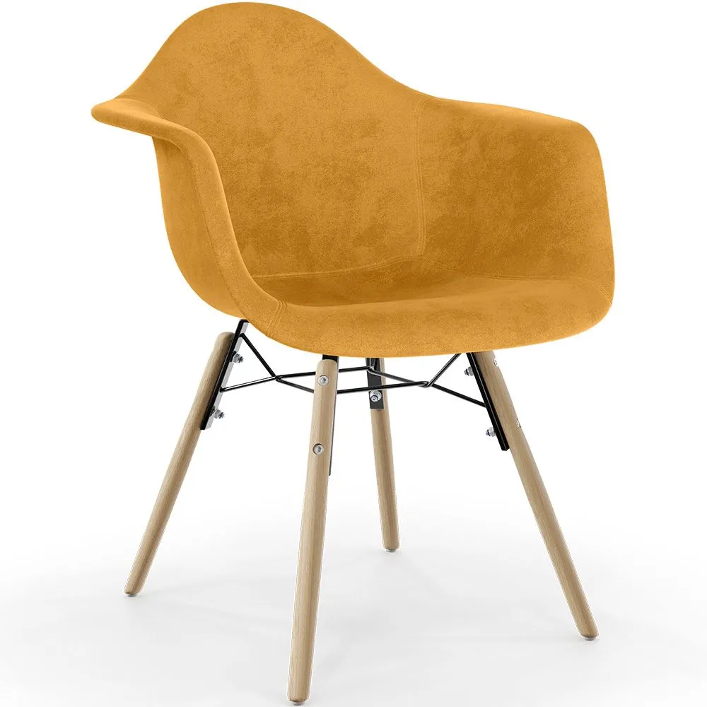 Velvet Dining Chair - Scandinavian Design and Wooden Legs - Nordika image 8