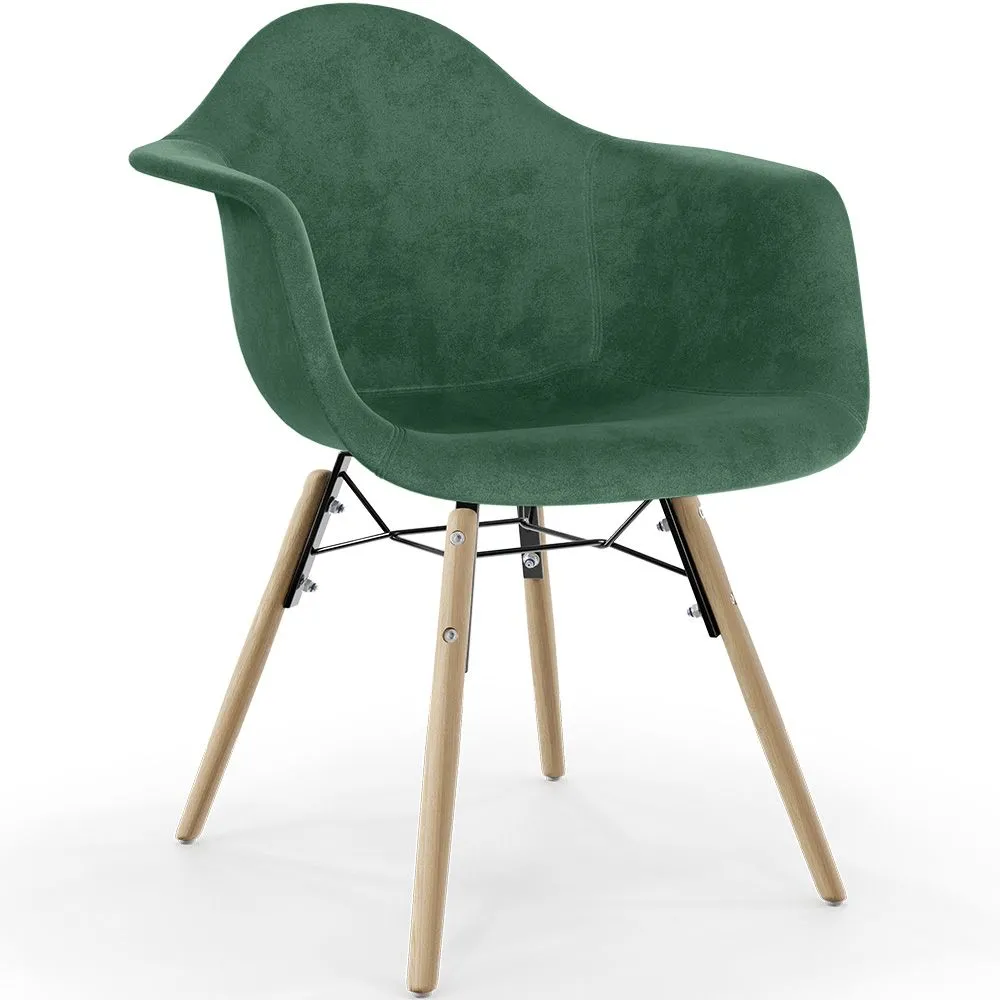 Velvet Dining Chair - Scandinavian Design and Wooden Legs - Nordika image 8