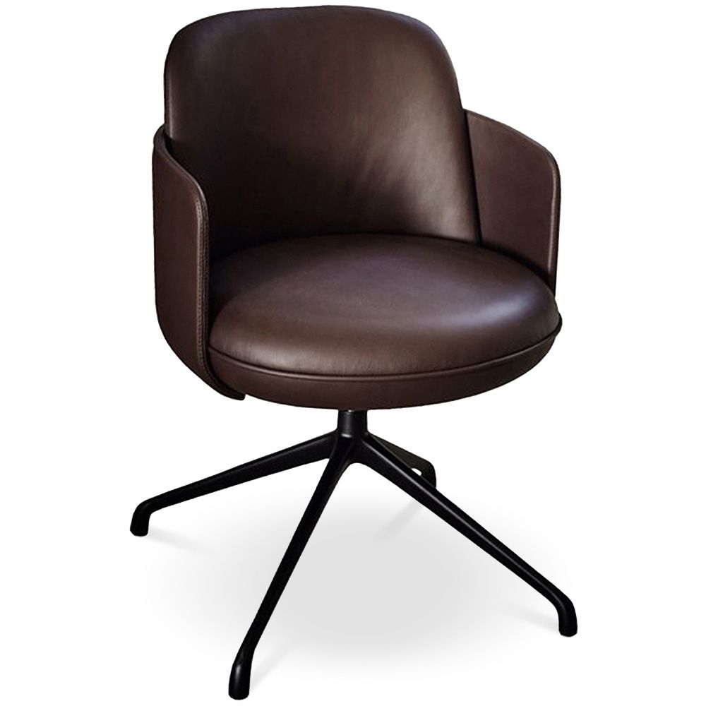 Swivel Armchair Upholstered in Leather - Modern Design for Luxury Offices and Hotels - Carla image 8