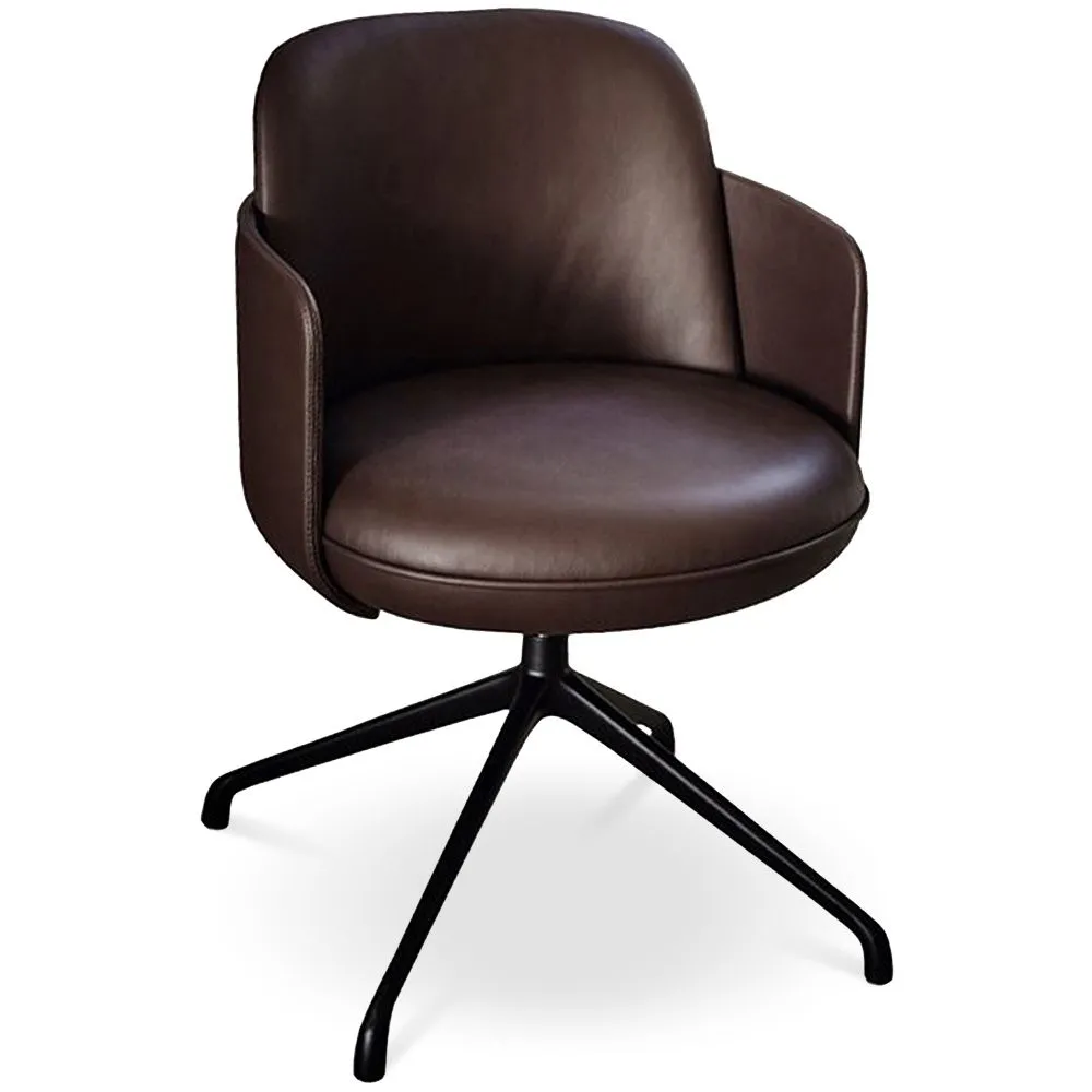 Swivel Armchair Upholstered in Leather - Modern Design for Luxury Offices and Hotels - Carla image 8