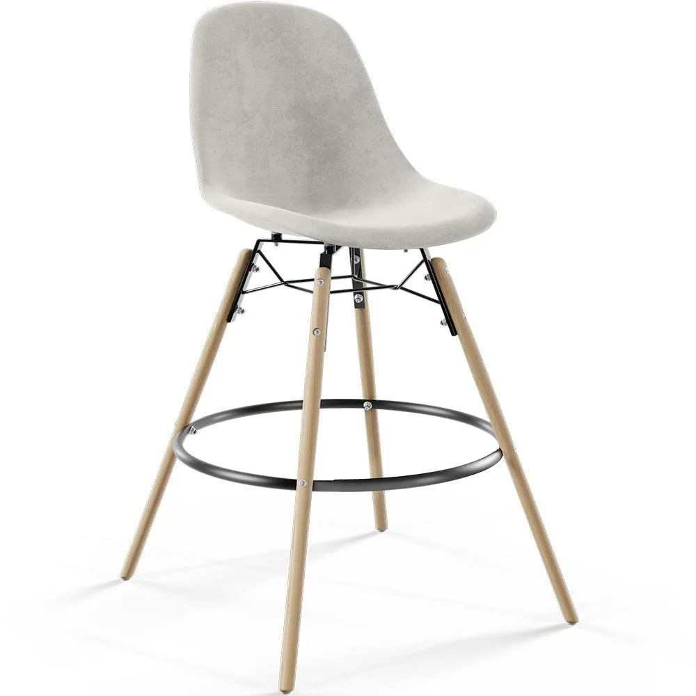 Velvet Bar Stool - Scandinavian Design and Wooden Legs - Skögur image 8