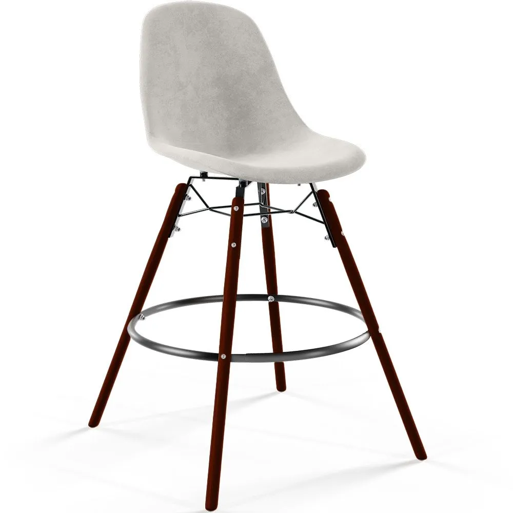 Velvet Bar Stool - Scandinavian Design and Dark Wood Legs - Skögur image 8