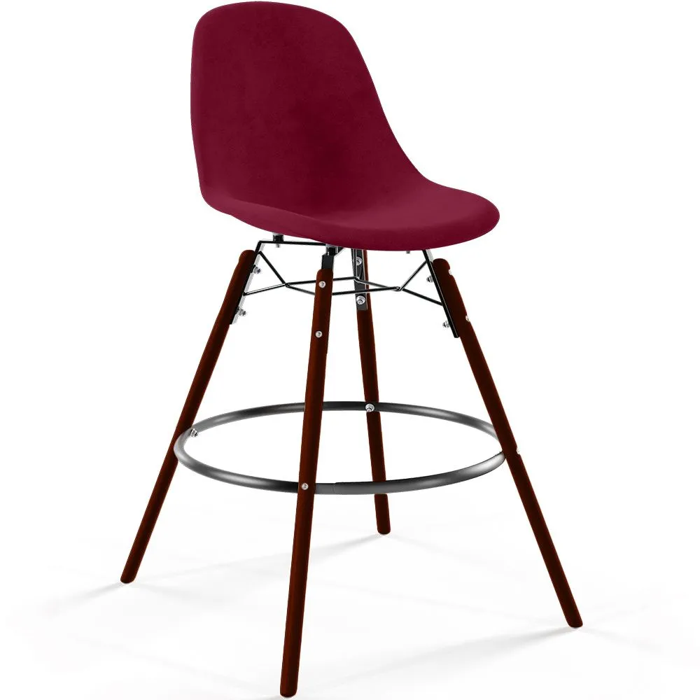 Velvet Bar Stool - Scandinavian Design and Dark Wood Legs - Skögur image 8