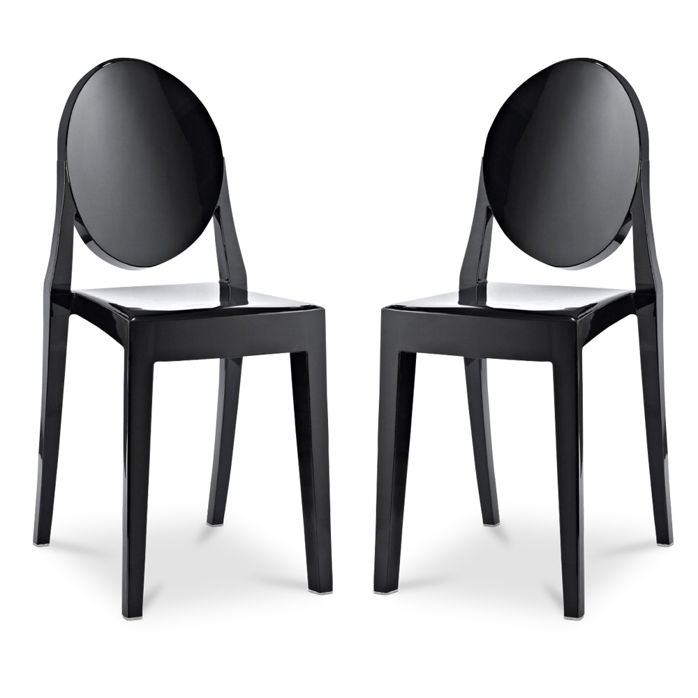  Buy Pack of 2 Transparent Dining Chairs - Victoria Queen Black 58734 - in the UK
