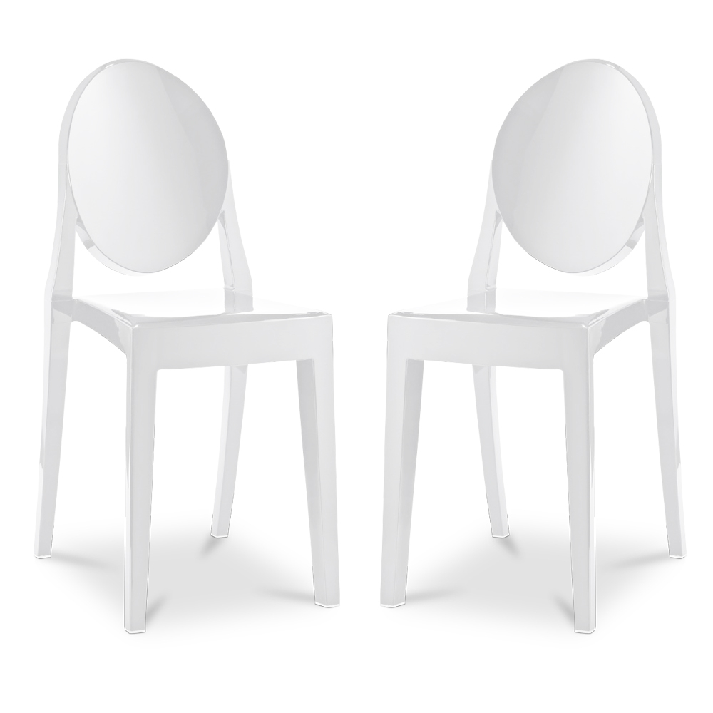  Buy Pack of 2 Transparent Dining Chairs - Victoria Queen White 58734 - in the UK